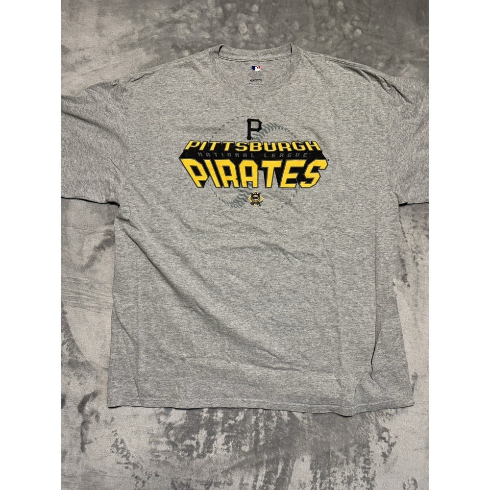 Pittsburgh Pirates MLB Logo Gray T-Shirt Size 2XL Baseball